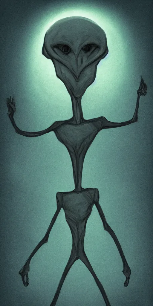 Image similar to sketch of an alien came to earth, nighttime, weird, elegant, panorama, scene, cineme