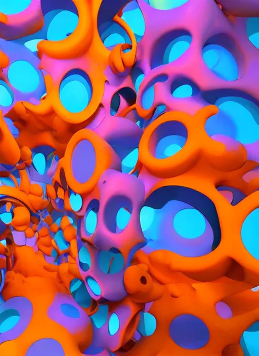 Image similar to : hyperbolic abstract colorful art installation zbrush vr dalle2