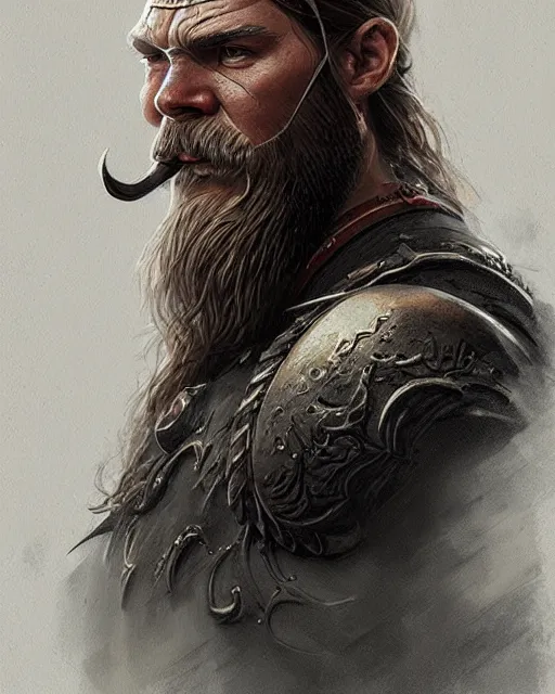 Prompt: portrait of a communist viking, elegant, real life skin, intricate, high detailed, artstation, concept art, smooth, sharp focus, art by artgerm and greg rutkowski