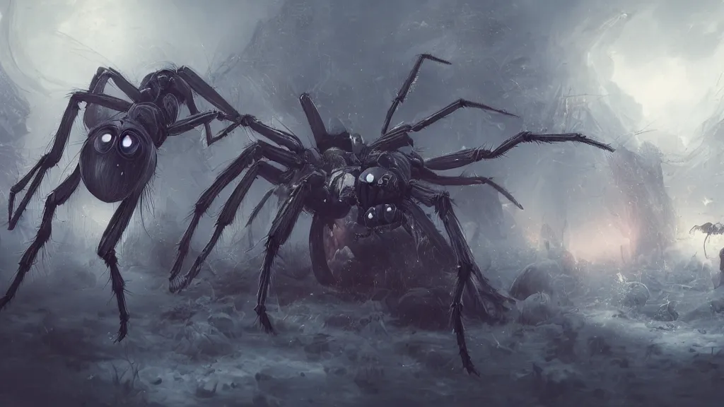 Image similar to my little ponies as giant spiders. andreas achenbach, artgerm, mikko lagerstedt, zack snyder 3 8 4 0 x 2 1 6 0