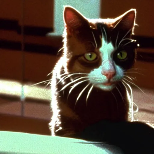 Image similar to a still of a cat in the movie reservoir dogs mr. pink