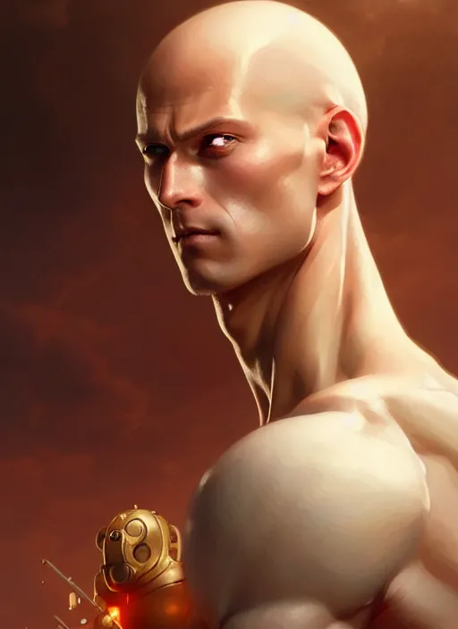 Prompt: ultra realistic illustration, handsome saitama. intricate, elegant, highly detailed, digital painting, artstation, concept art, smooth, sharp focus, illustration, art by artgerm and greg rutkowski and alphonse mucha and wlop