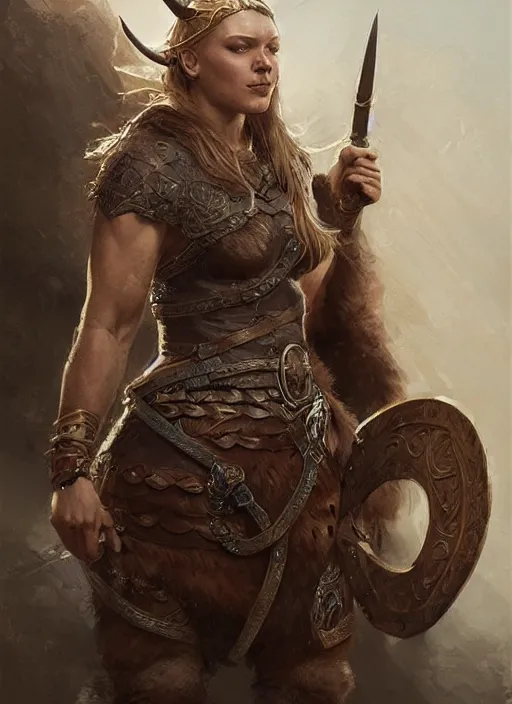 Prompt: digital _ painting _ of _ female viking _ by _ filipe _ pagliuso _ and _ justin _ gerard _ symmetric _ fantasy _ highly _ detailed _ realistic _ intricate _ port