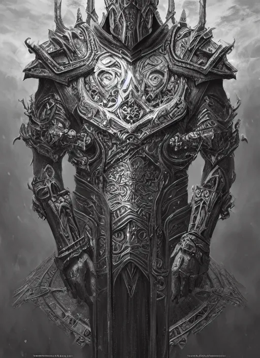 Image similar to a highly detailed character portrait of the Lich King, ornate gothic armor, intricate, digital painting, artstation, intricate, concept art, smooth, sharp focus, illustration, art by Zdzislaw Beksinski