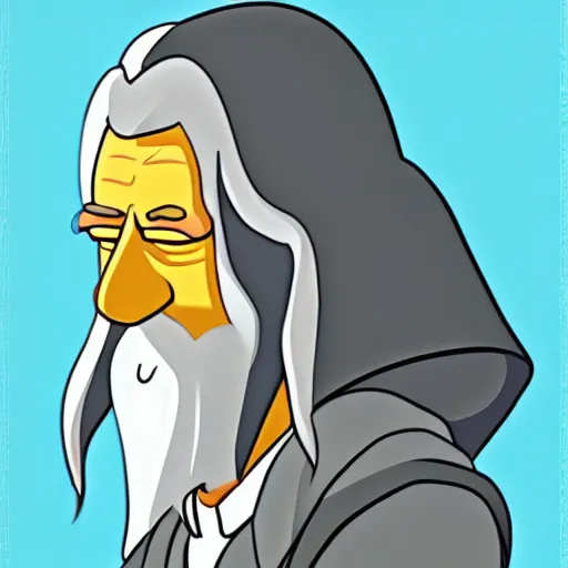 Image similar to gandalf portrait, simpsons cartoon style.