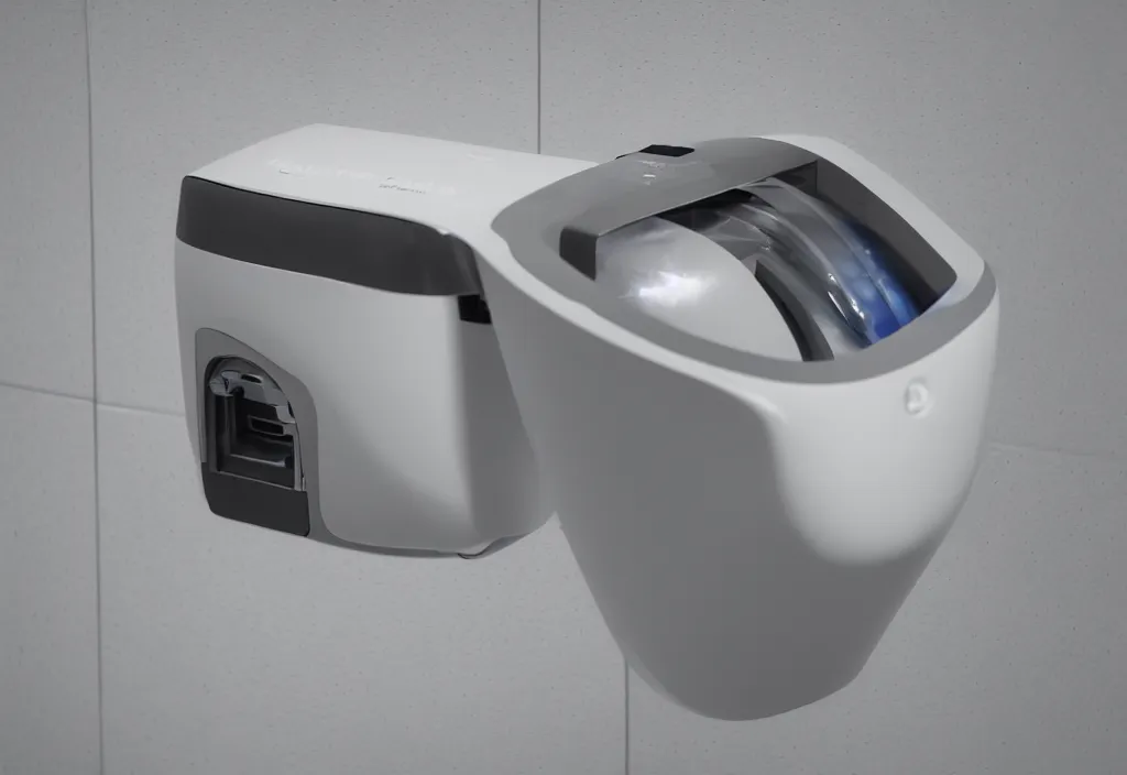 Image similar to commercial washroom hand dryer, volumetric lighting, creterion collection, shot on 7 0 mm, instax