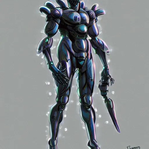 Image similar to The Nephilim in a futuristic divine nanomachine suit, anime concept art by Tomoyuki Yamasaki