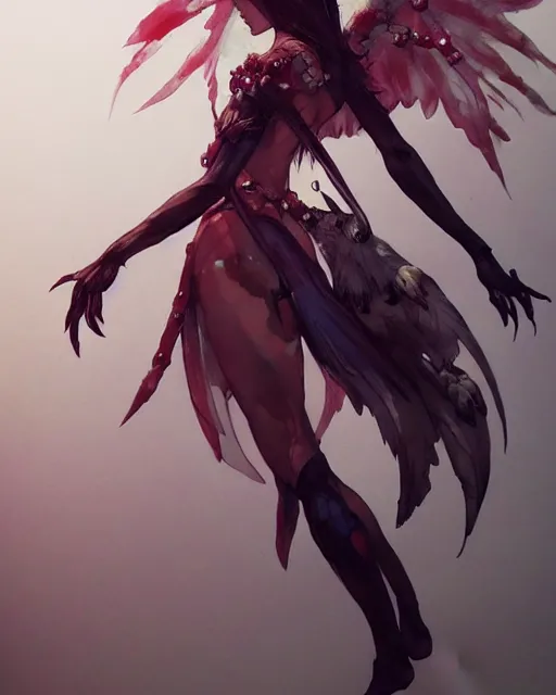 Image similar to concept art of a winged fantasy anima, final fantasy, highly detailed painting by dustin nguyen, akihiko yoshida, greg tocchini, 4 k, trending on artstation, 8 k