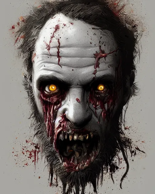 Image similar to hyper realistic photo portrait bearded zombie tongue out cinematic, greg rutkowski, james gurney, mignola, craig mullins, brom
