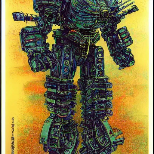Prompt: simple concept art portrait of an intricately designed defense robot. an award winning yoshitaka amano poster. a masterpiece by james gurney. deep color.