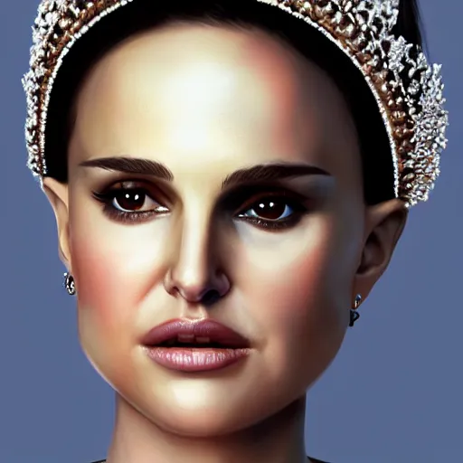 Prompt: portrait painting natalie portman wearing a crown, 4 k, detailed, artstation