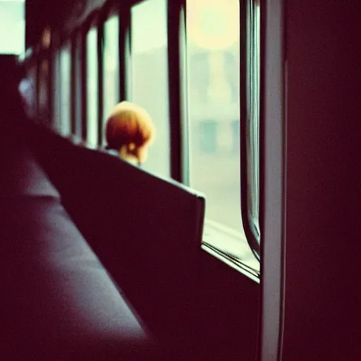 Prompt: slim goth girl sitting on a train, evening, super realistic, perfect lighting, detailed, high contrast, bokeh