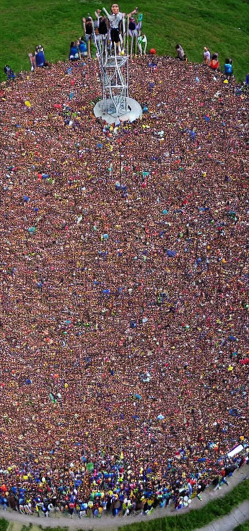 Prompt: a human pyramid world record attempt