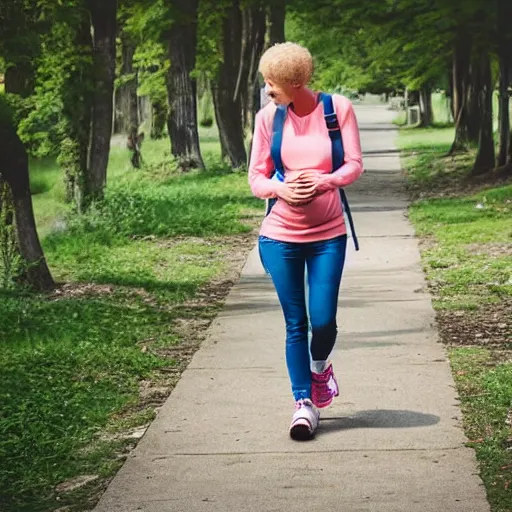 Image similar to a wife going for a walk with her baby on a nice day.