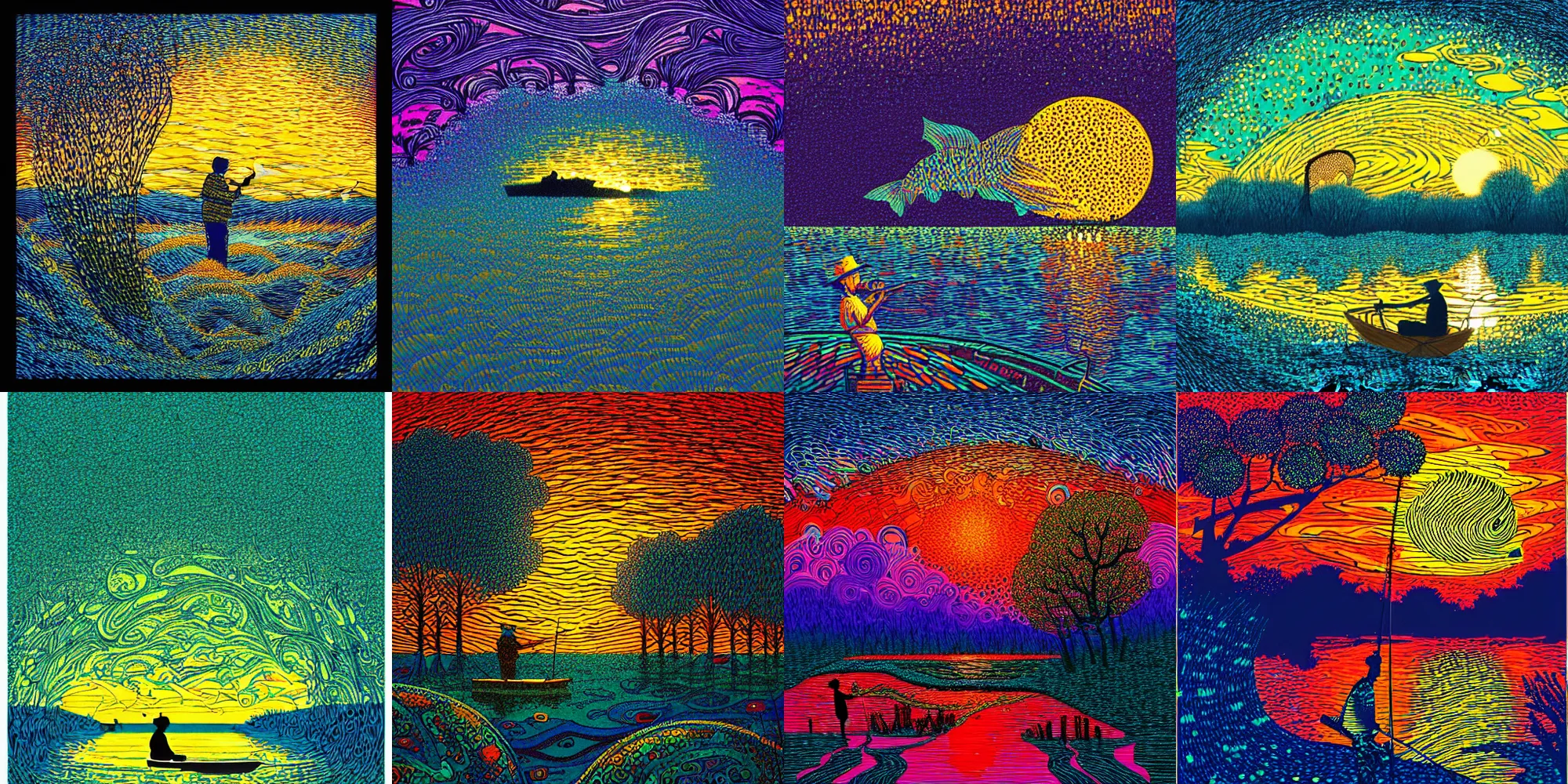 Prompt: fishing at sunrise by James R. Eads