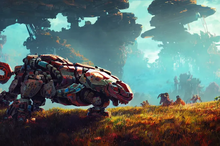 Image similar to shellsnapper machine mecanical creature robot of horizon forbidden west horizon zero dawn bioluminiscence global illumination ray tracing hdr fanart arstation by ian pesty and alena aenami artworks in 4 k