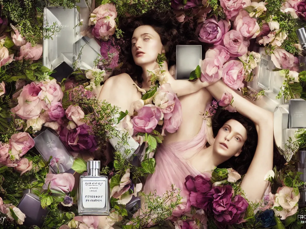 Image similar to portrait fragrance packshot by gregory crewdson, highly detailed, saturated colors, fashion