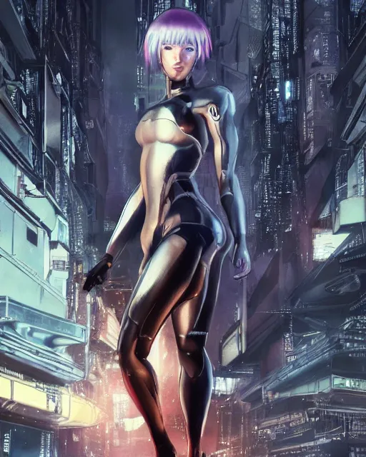 Image similar to weta disney pixar movie still portrait photo of motoko kusanagi ghost in the shell : : as cyborg woman by pixar : : by weta, wlop, ilya kuvshinov, rossdraws, artgerm, marvel, maxim cover, latex, octane render, sweaty, iridescent, bright morning, anime, liosh, mucha : :