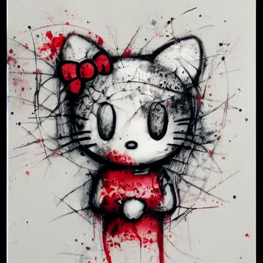 Prompt: Hello Kitty, artwork by Eric Lacombe,