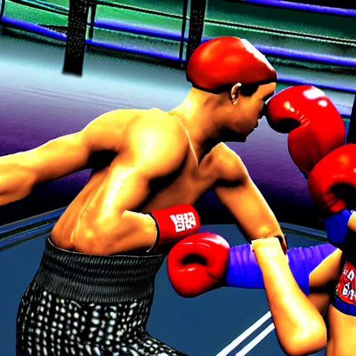 Prompt: screenshot of a boxing game for the playstation 2