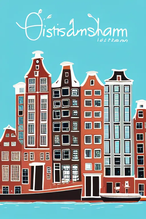 Image similar to amsterdam, illustration, in the style of katinka reinke