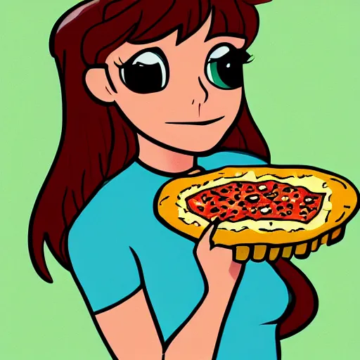 Prompt: buttercup eating pizza as a human, 4 k, powerpuff girls style, highly detailed, art station