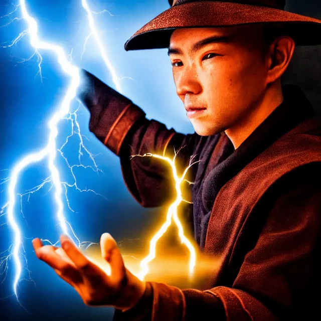 Image similar to photo of a sorcerer with lightning powers, highly detailed, 4 k, hdr, smooth, sharp focus, high resolution, award - winning photo