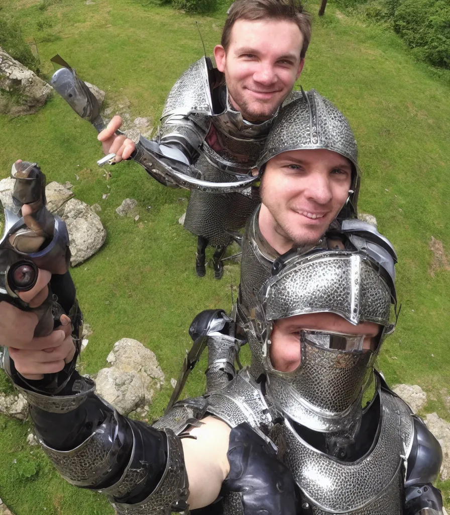 Image similar to selfie as taken by a 1500's English knight