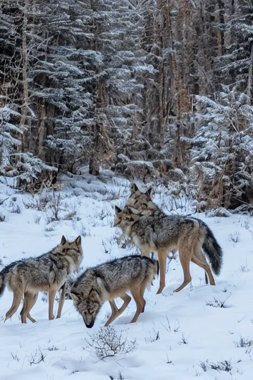 Image similar to wolves in forest winter