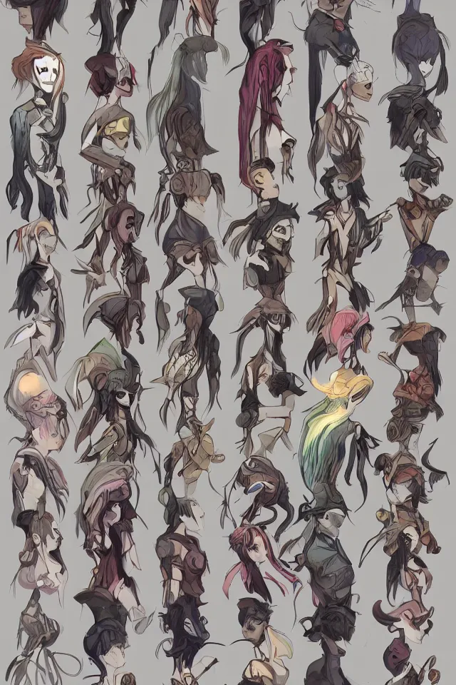 Image similar to concept art, twelve human with different zodiac head