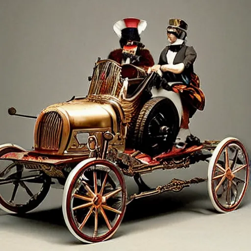 Image similar to clockpunk automobile from the 1 8 2 0 s