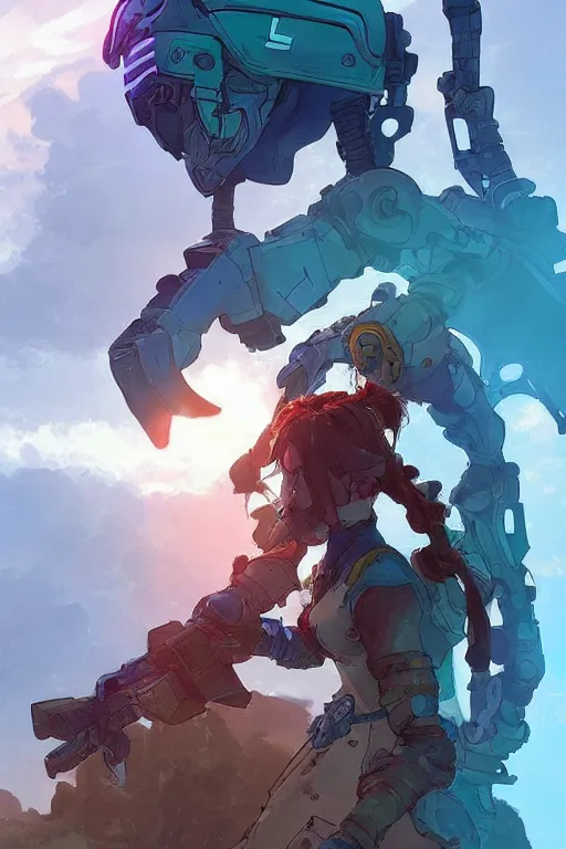 Image similar to combination suit armor aloy horizon forbidden west horizon zero dawn robot ninja mask helmet backpack tribal, art gta 5 comics, official fanart behance hd artstation by jesper ejsing, by rhads, makoto shinkai and lois van baarle, ilya kuvshinov, ossdraws radiating a glowing aura cgi rtx 2 0 2 2