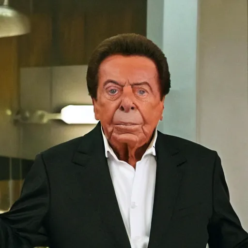 Prompt: silvio santos in a thriller movie scene