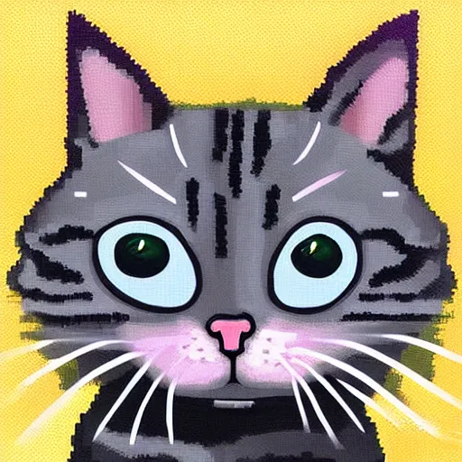 Prompt: full portrait painting of humanoid cat, pixel art style, 8 x 8.