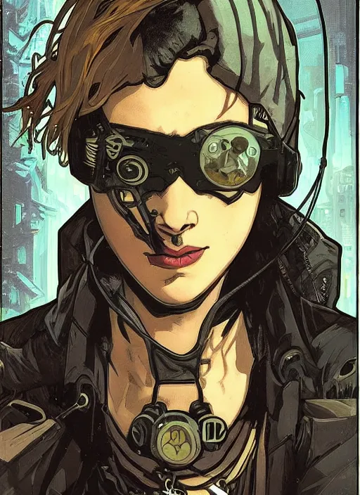 Image similar to cyberpunk cat burgler. night vision. portrait by ashley wood and alphonse mucha and laurie greasley and josan gonzalez and james gurney. spliner cell, apex legends, rb 6 s, hl 2, d & d, cyberpunk 2 0 7 7. realistic face. dystopian setting.