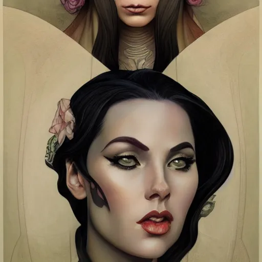 Image similar to an art nouveau, ( streamline moderne ), multi - ethnic and multi - racial portrait in the style of charlie bowater, and donato giancola, and charles dulac. very large, clear, expressive and intelligent eyes. symmetrical, centered, ultrasharp focus, dramatic lighting, photorealistic digital painting, intricate ultra detailed background.