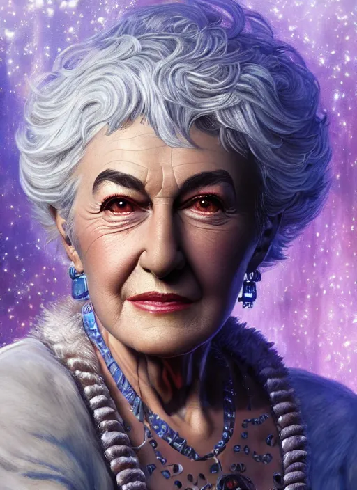 Image similar to highly detailed portrait of bea arthur, fantasy illustration by simon bisley, global illumination, radiant light, detailed and intricate environment