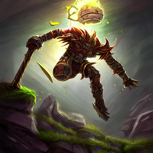 Image similar to a warrior falling into a deadly spike hole, trap door, hearthstone art style, epic fantasy style art, fantasy epic digital art