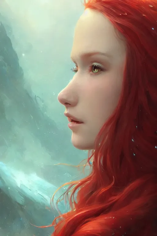 Image similar to beautiful cute red haired joyful and playful 1 9 year old girl, long hair, sci - fi, fantasy, intricate, elegant, digital painting, artstation, concept art, smooth, 8 k frostbite 3 engine, ultra detailed, art by artgerm and greg rutkowski and magali villeneuve