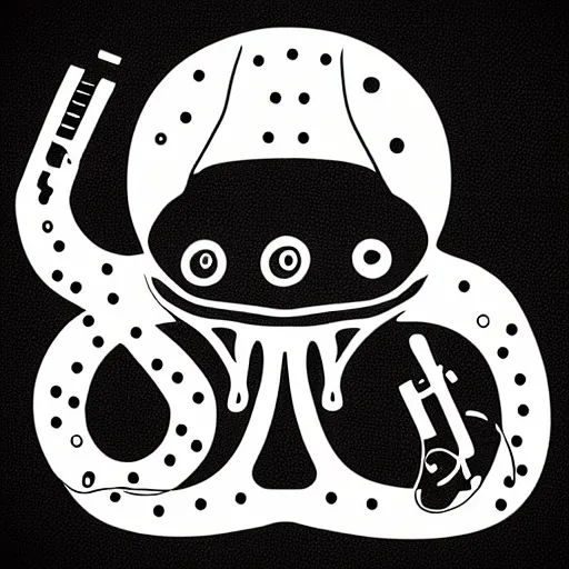Image similar to cyborg octopus dj in headphones, digital art, minimalism