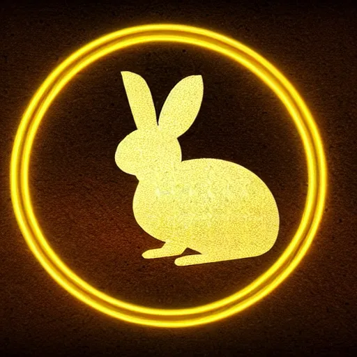 Image similar to rabbit logo with neon letters, cg render, good lighting, super realistic, 8k