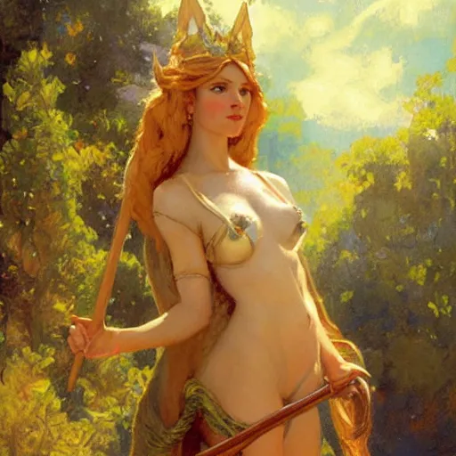 Image similar to female elf princess, sunny, painting by gaston bussiere, craig mullins, j. c. leyendecker