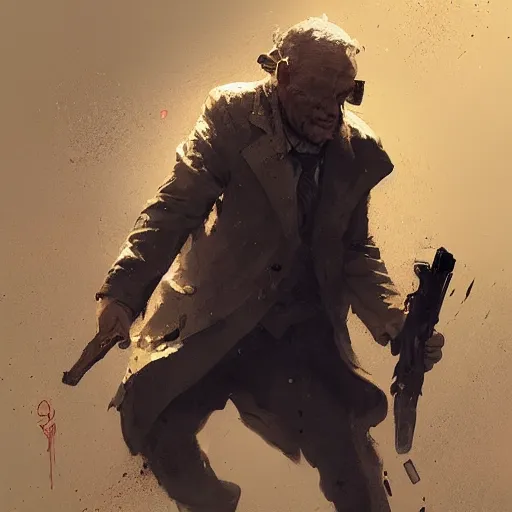 Prompt: old man, throwing hand grenade, greg rutkowski art