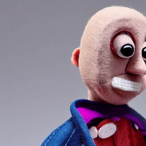 Image similar to jesse pinkman as a muppet. highly detailed felt. hyper real photo. 4 k.