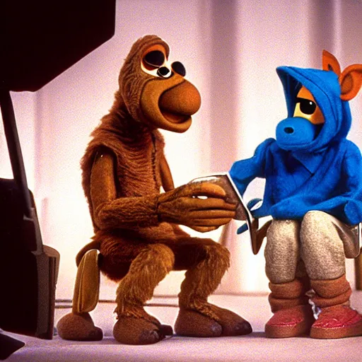 Prompt: ALF and E.T. on the set on Seinfeld, highly detailed, octane render