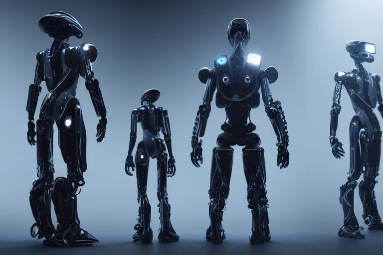 Image similar to cyberpunk alien concept inspired robot, futuristic look, highly detailed body, very powerful, photorealistic camera shot, bright studio setting, studio lighting, crisp quality and light reflections, unreal engine 5 quality render