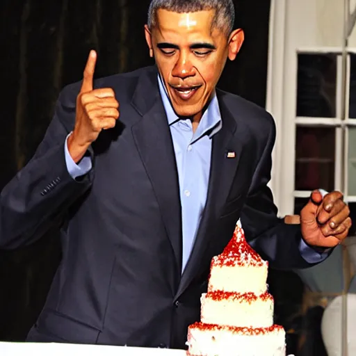 Prompt: barack obama eating cake