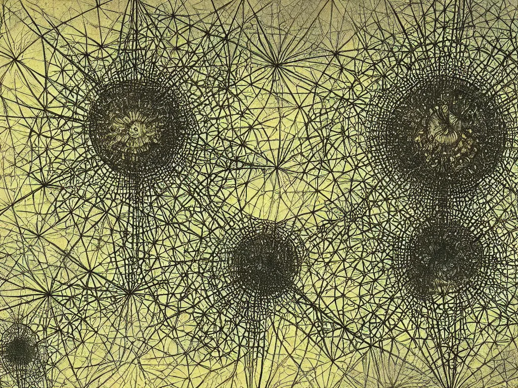 Prompt: The sun rays taking the shape of a radiolarian. Painting by Ernst Haeckel, Roger Dean, Caspar David Friedrich