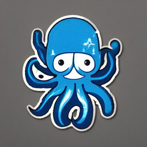 Prompt: cute octopus with a sword sticker