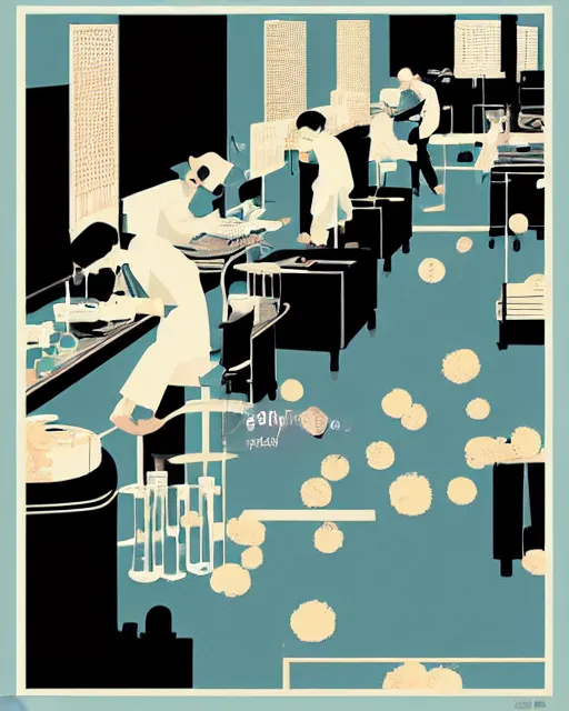 Prompt: science lab. clean cel shaded vector art. minimalist illustration art by tatsuro kiuchi and victo ngai